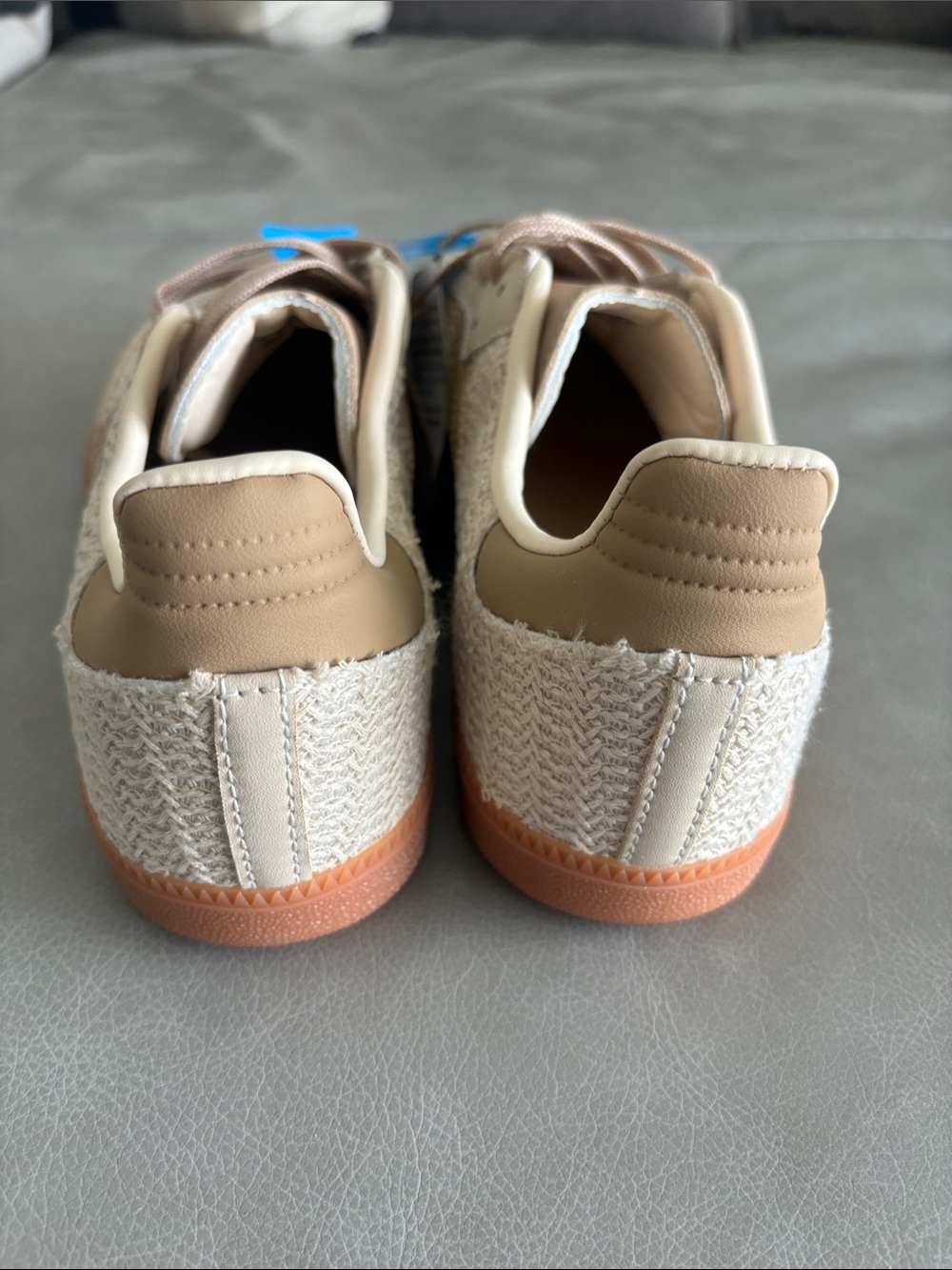 adidas Women’s Beige Raffia Cream Lace-Up Sneakers - Picture 3 of 5